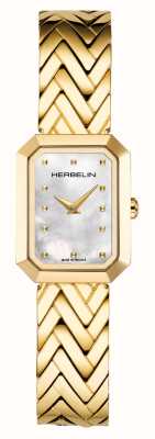 Herbelin Quadrante in madreperla Octogône (20,4 mm) da donna / bracciale in acciaio inossidabile con pvd oro 17446BP19