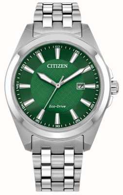 Citizen Quadrante verde eco-drive (41 mm) da uomo/bracciale in acciaio inossidabile BM7530-50X