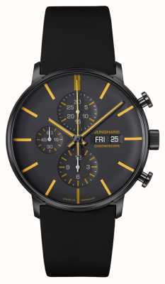Junghans Forma un cronoscopio (42 mm) quadrante nero e giallo/cinturino in pelle nera 27/4372.03