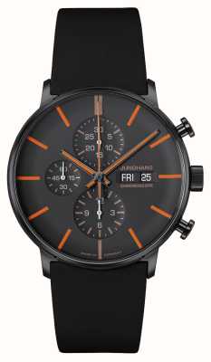 Junghans Forma un cronoscopio (43 mm) quadrante nero e arancione/cinturino in pelle nera 27/4370.03