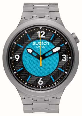 Swatch Frostbloom (47 mm) quadrante nero e blu/bracciale in acciaio inossidabile SB07S116G
