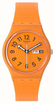 Swatch Linee trendy con quadrante arancione terra di Siena (34 mm) / cinturino in silicone arancione SO28O703
