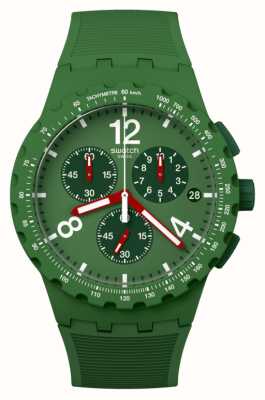 Swatch Quadrante cronografo verde prevalentemente verde (42 mm) / cinturino in silicone verde SUSG407