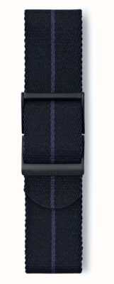 Elliot Brown Solo cinturino in fettuccia nera con striscia blu di lunghezza standard da 22 mm STR-N16G