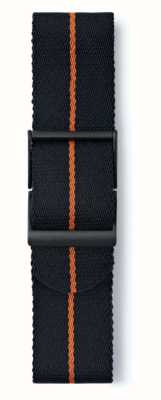 Elliot Brown Solo cinturino in fettuccia nera con striscia arancione di lunghezza standard da 22 mm STR-N17