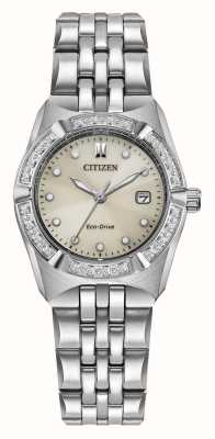 Citizen Corso eco-drive da donna (28 mm) quadrante champagne/bracciale in acciaio inossidabile EW2710-51X