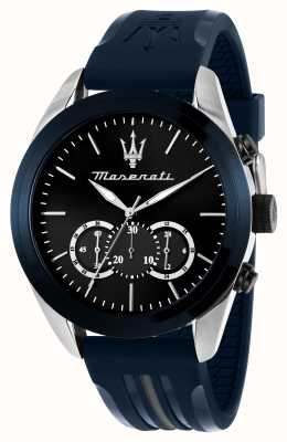 Maserati Quadrante cronografo blu Traguardo (45 mm) da uomo / cinturino in silicone blu R8871612046