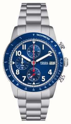 ossil Sport Tourer da uomo (42 mm) quadrante cronografo blu/bracciale in acciaio inossidabile FS6047