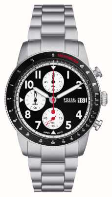 ossil Sport Tourer da uomo (42 mm) quadrante cronografo nero/bracciale in acciaio inossidabile FS6045