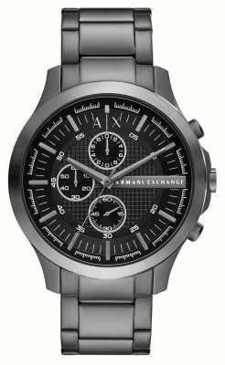 Armani Exchange Quadrante cronografo nero da uomo (46 mm)/bracciale in acciaio inossidabile color canna di fucile AX2454