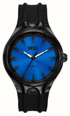 Diesel Quadrante blu streamline da uomo (44 mm) / cinturino in silicone nero DZ2203