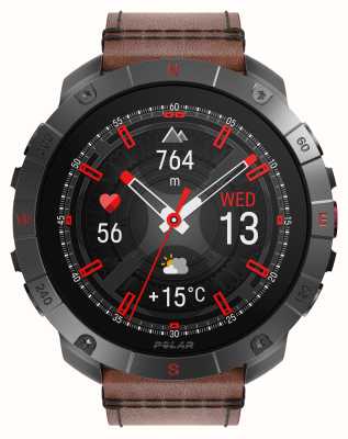 Polar Orologio sportivo intelligente GPS Grit x2 pro titan premium (m-l) cinturino in pelle marrone + cinturino in silicone nero 900110288