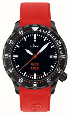 Sinn U50 hydro s 5000m (41mm) quadrante nero/cinturino in silicone rosso 1051.020 RED SILICONE