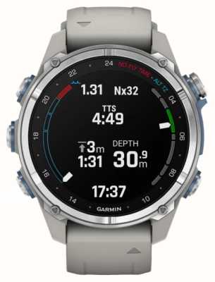 Garmin Computer da immersione Descent mk3 e smartwatch (43 mm) in acciaio inossidabile con cinturino in silicone grigio nebbia 010-02753-04