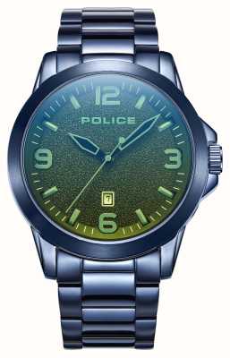 Police Cliff Quartz Date (47 mm) quadrante nero vetro colorato/bracciale in acciaio inossidabile blu PEWJH2194503