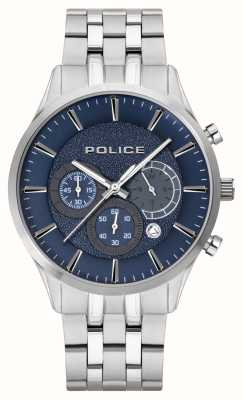 Police Quadrante cronografo blu multifunzione al quarzo a gabbia (44 mm) / bracciale in acciaio inossidabile PEWJI2194301