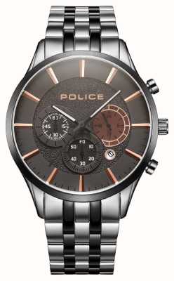 Police Quadrante cronografo marrone multifunzione al quarzo a gabbia (44 mm) / bracciale in acciaio inossidabile PEWJI2194341