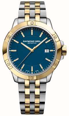 Raymond Weil Quadrante blu Tango Classic al quarzo (41 mm) / bracciale in acciaio inossidabile bicolore 8160-STP-50041