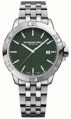 Raymond Weil Quadrante verde Tango Classic al quarzo (41 mm)/bracciale in acciaio inossidabile 8160-ST-52041