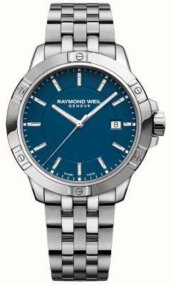 Raymond Weil Quadrante blu Tango Classic al quarzo (41 mm)/bracciale in acciaio inossidabile 8160-ST-50041