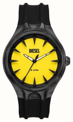 Diesel Quadrante giallo verde da uomo (44 mm) / cinturino in silicone nero DZ2201