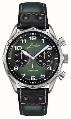 Junghans Cronoscopio Pilot (43,3 mm) quadrante verde/cinturino in pelle verde e nera 27/3492.00