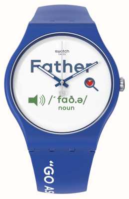 Swatch Tutto su Dad (41 mm) quadrante bianco/cinturino in silicone blu SO29Z704