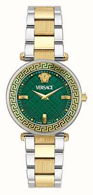 Versace Quadrante verde Reve (35 mm) / bracciale in acciaio inossidabile bicolore VE8B00524