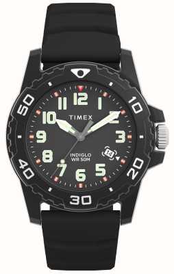 Timex Quadrante nero stile sub (42 mm) / cinturino in silicone nero TW5M61200