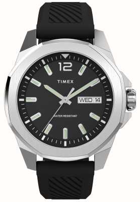 Timex Essex ave day-date (46 mm) quadrante nero/cinturino in caucciù nero TW2W42900
