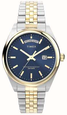 Timex Quadrante Sunray blu legacy day-date (41 mm) / bracciale in acciaio inossidabile bicolore TW2W42600