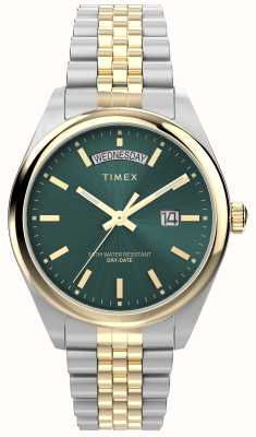 Timex Quadrante Sunray verde legacy day-date (41 mm) / bracciale in acciaio inossidabile bicolore TW2W42800