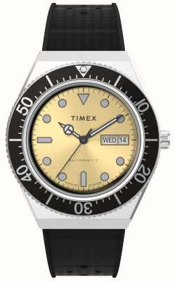 Timex Quadrante dorato M79 automatico con giorno e data (40 mm) / cinturino in caucciù nero TW2W47600