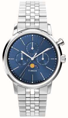 Timex Quadrante blu Marlin con fasi lunari (40 mm) / bracciale in acciaio inossidabile TW2W51300