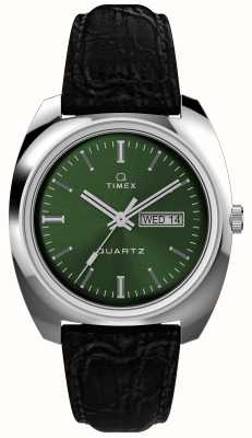 Timex Q timex 1978 day-date (37 mm) quadrante verde sunray / cinturino in pelle nera TW2W44700