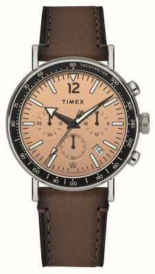 Timex Cronografo Waterbury standard (43 mm) quadrante salmone/cinturino in pelle marrone TW2W47300