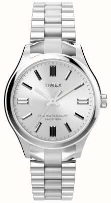 Timex Quadrante argentato tradizionale Waterbury (34 mm) / bracciale in acciaio inossidabile TW2W40500
