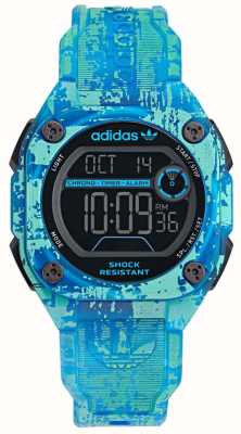 Adidas Quadrante digitale City Tech Two GRFX (45 mm) / cinturino in plastica con motivo blu AOST24077