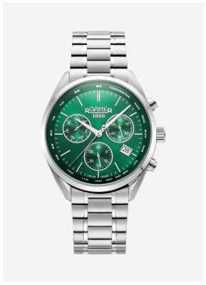 Roamer Cronografo professionale da uomo (42 mm) quadrante verde/bracciale in acciaio inossidabile 993819 41 75 20