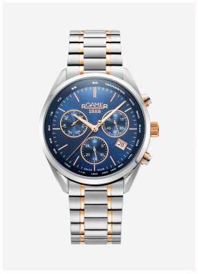 Roamer Cronografo professionale da uomo (42 mm) quadrante blu/bracciale in acciaio inossidabile bicolore 993819 47 45 20