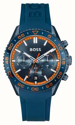 BOSS Quadrante cronografo blu da uomo (43 mm) / cinturino in silicone blu 1514142