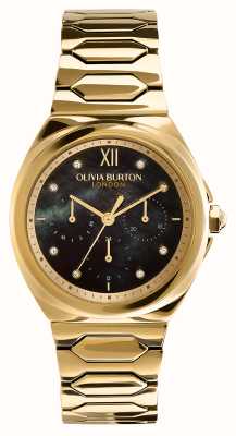 Olivia Burton Quadrante in madreperla nera lucida (36 mm) da donna/bracciale in acciaio inossidabile color oro 24000150