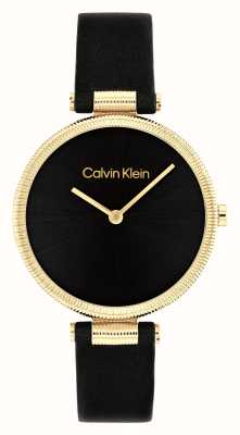 Calvin Klein Quadrante nero da donna (32 mm) / cinturino in pelle nera 25100017