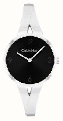 Calvin Klein Gioioso quadrante nero (30 mm) da donna/bracciale rigido in acciaio inossidabile 25100026