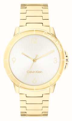 Calvin Klein Vivace quadrante bianco (36 mm) da donna/bracciale in acciaio inossidabile color oro 25100023