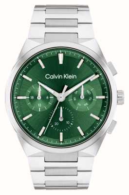 Calvin Klein Quadrante verde distintivo (44 mm) da uomo/bracciale in acciaio inossidabile 25200441