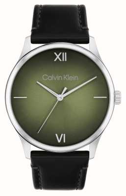 Calvin Klein Quadrante verde ascend (43 mm) da uomo/cinturino in pelle nera 25200454