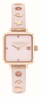 Coach Cassa da donna (22 mm) quadrante quadrato rosa/bracciale in resina rosa in acciaio inossidabile tonalità oro rosa 14504309