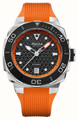 Alpina Seastrong diver extreme automatic (39 mm) quadrante nero strutturato/cinturino in caucciù arancione AL-525BO3VE6