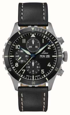 Laco Quadrante cronografo nero Kiel Sport (43 mm) / cinturino in pelle nera 862180